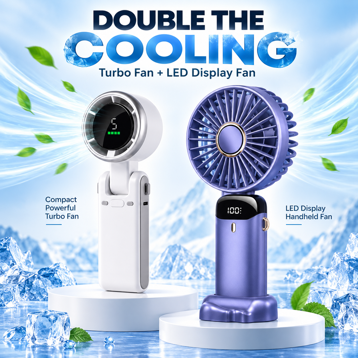 Double Cooling Duo – Turbo Fan & LED Digital Display Fan Combo